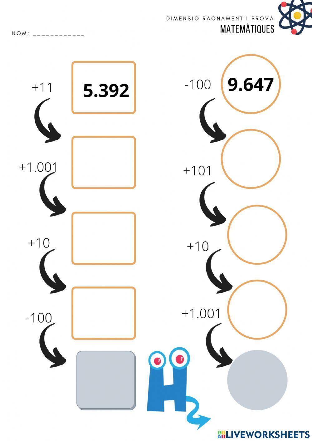 Sumes restes desenes centenes