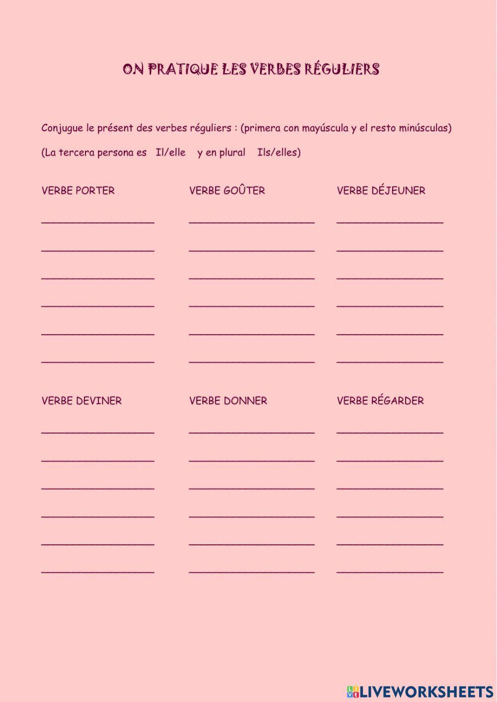 Presente verbos regulares francés 1