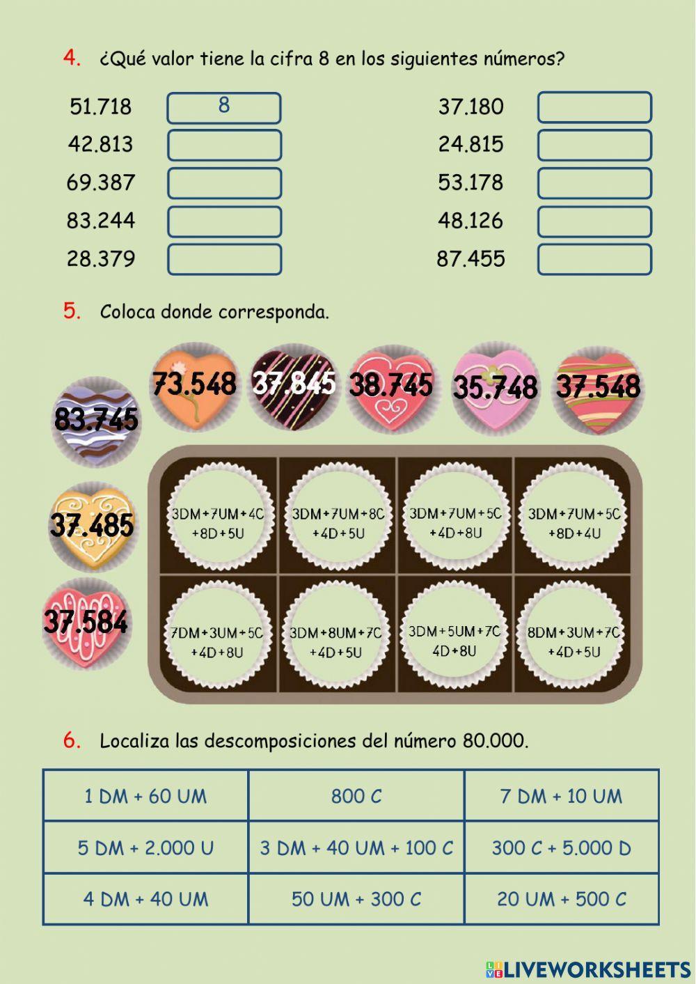 Los números hasta el 99.999