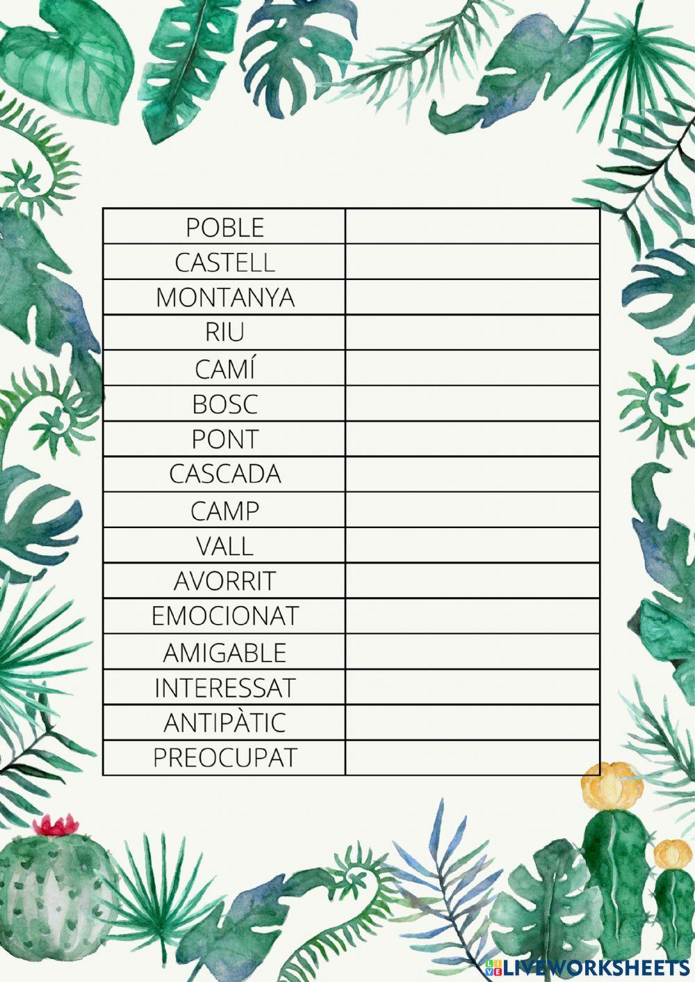 Nature and adjectives