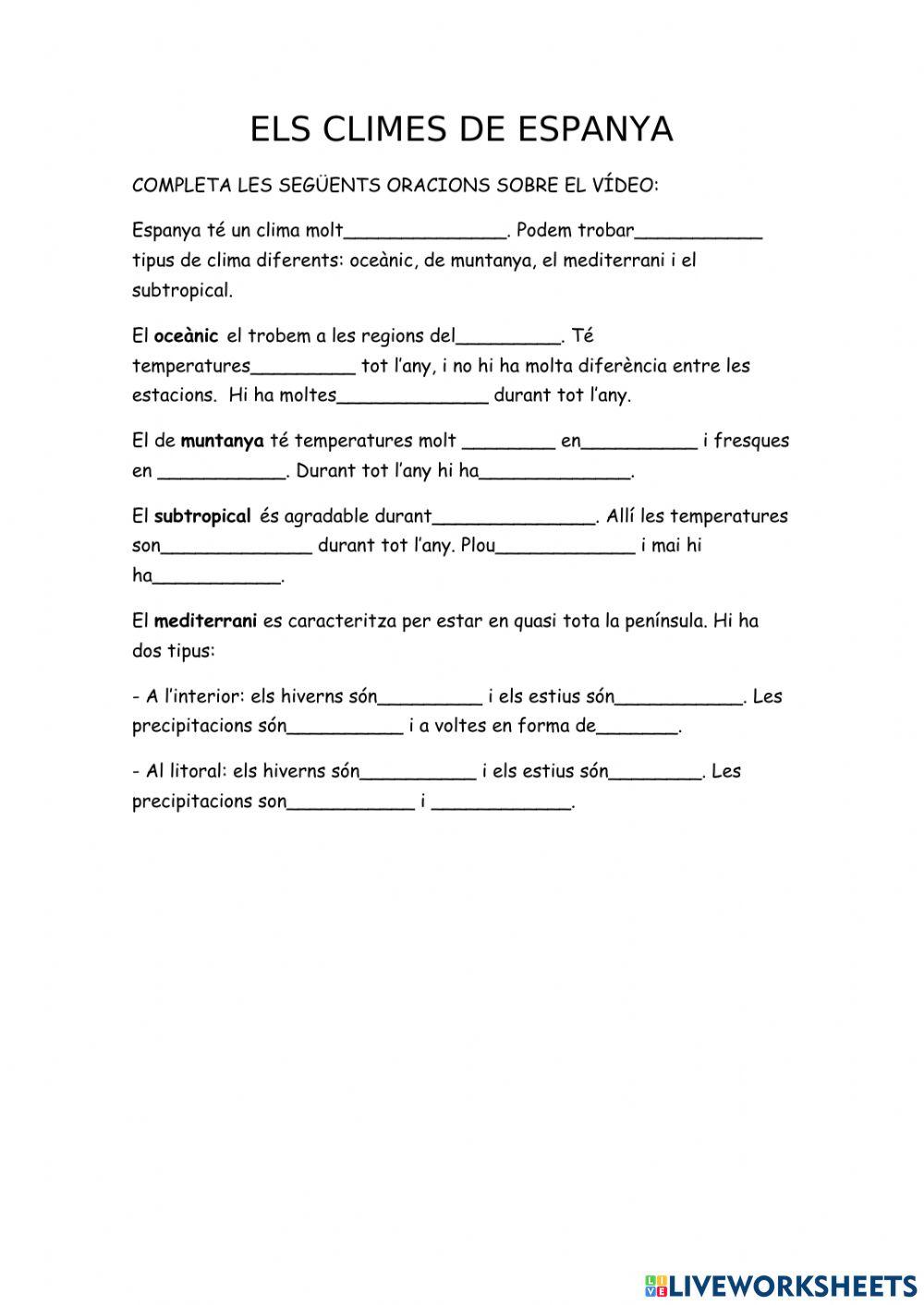 Els climes d'Espanya.