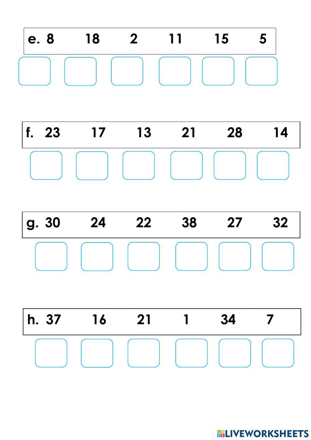 Ordering Numbers - Ascending