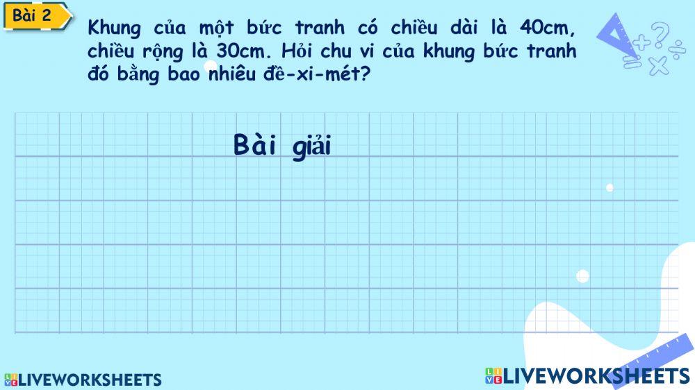 Ôn tập chu vi hình vuông, chu vi hình chữ nhật