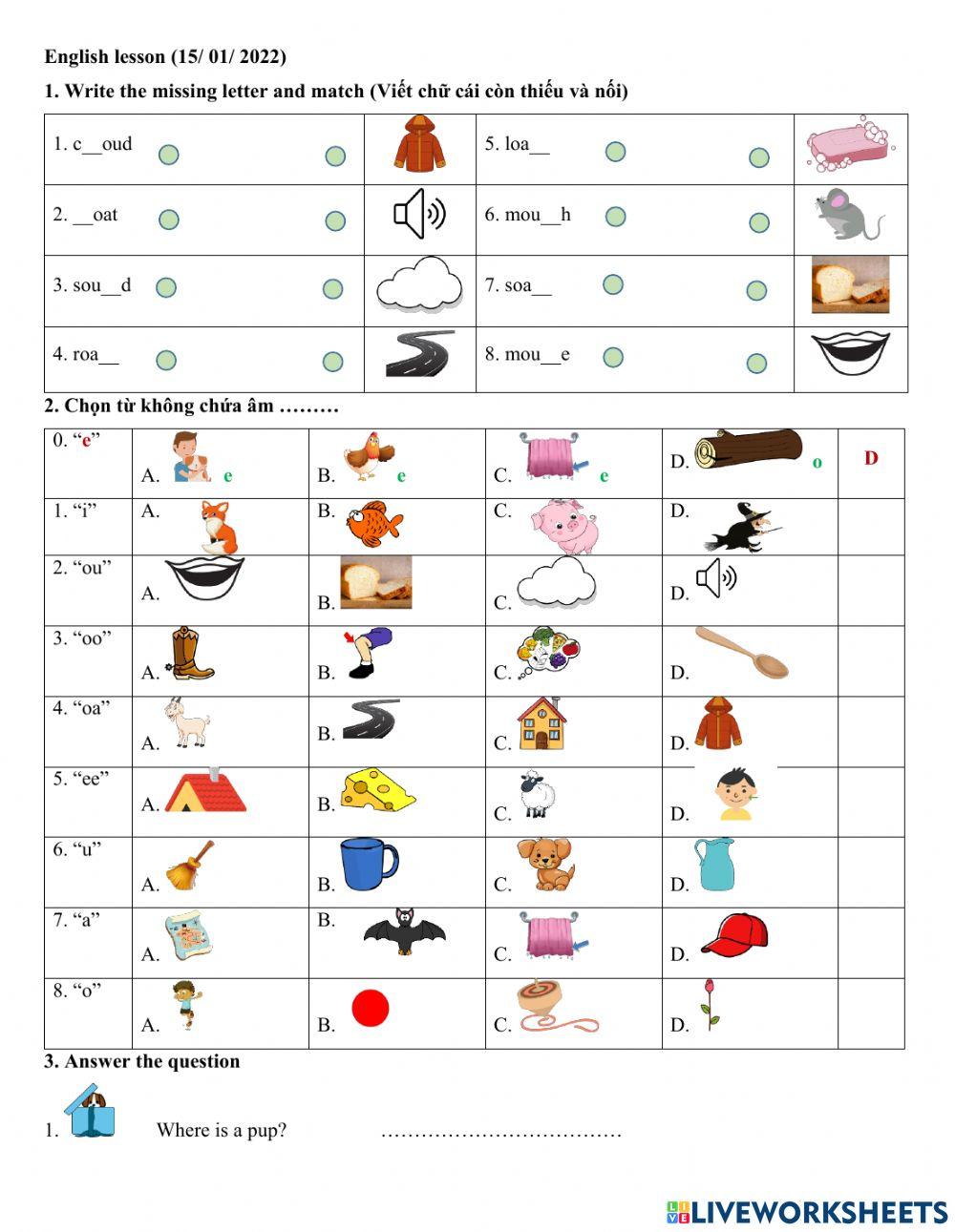 Group 2 - Sound ou, oa