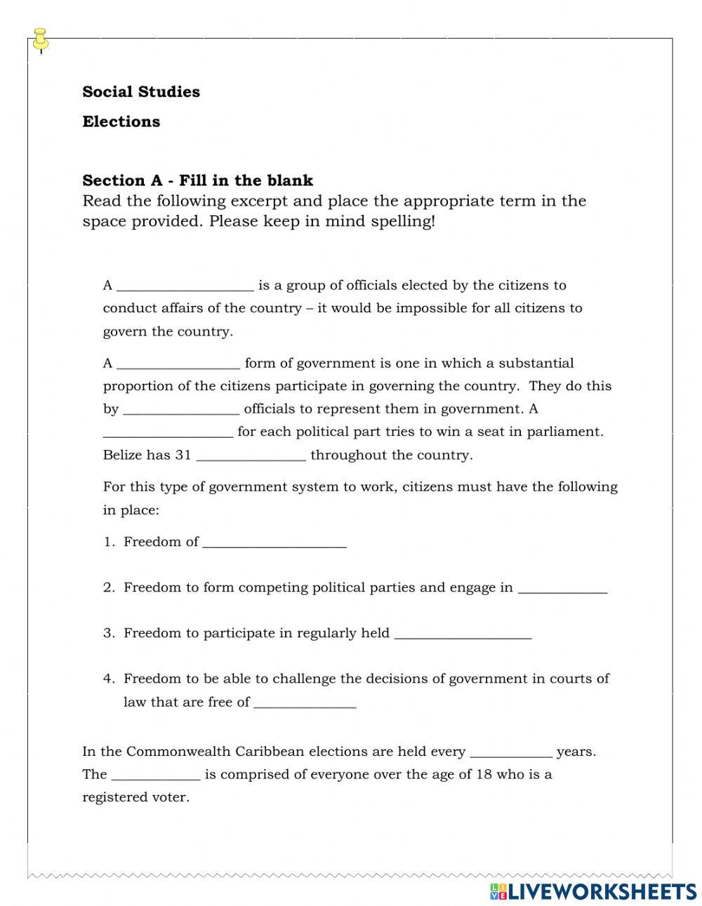 The election pr… Free Interactive Worksheets 1796142