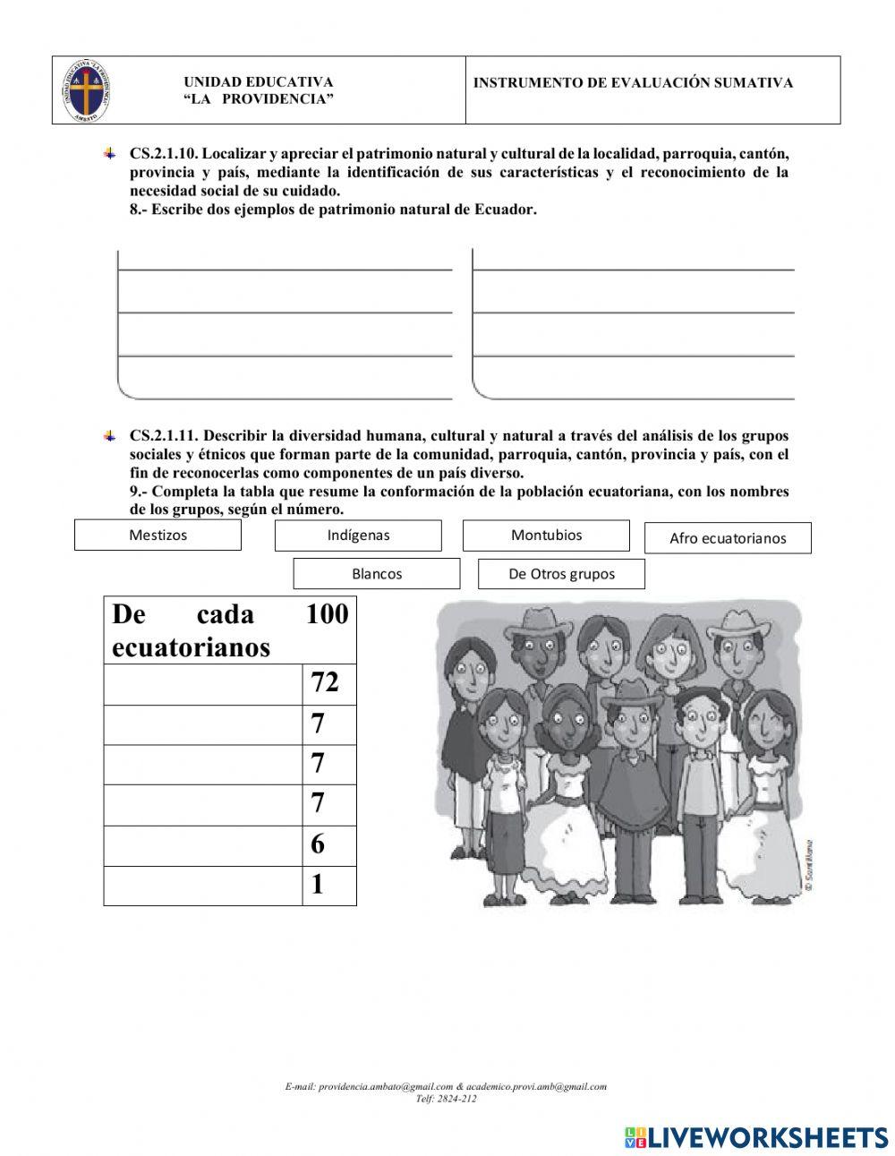 Evaluación quimestral