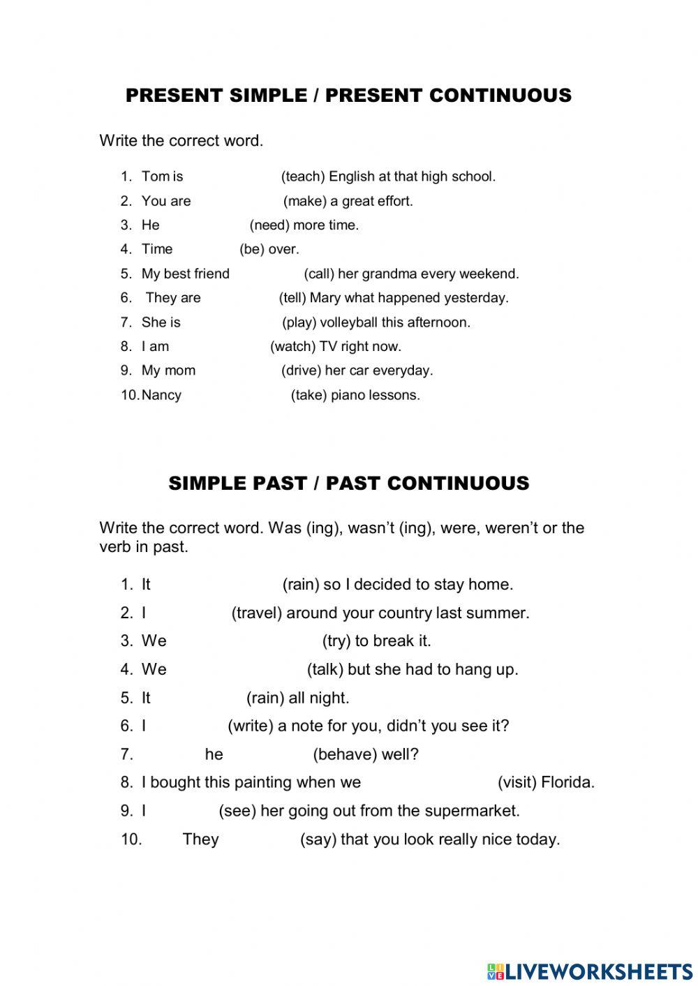Present simple and simple past