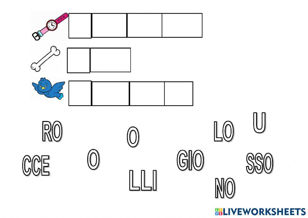 Riordinare sillabe casa vocali