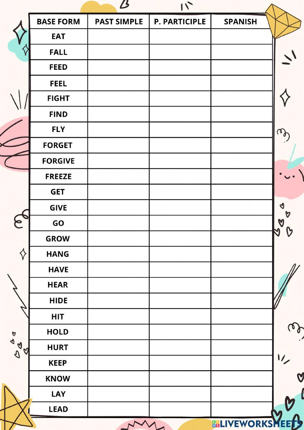 Irregular verbs