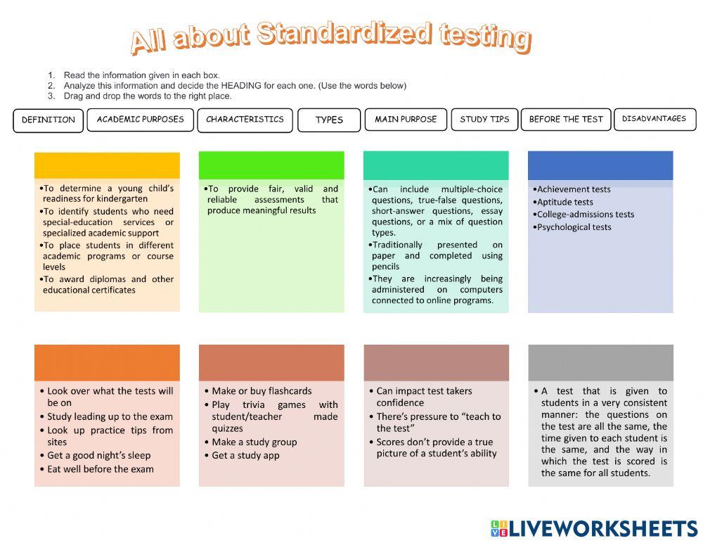 Standardized testing worksheet | Live Worksheets
