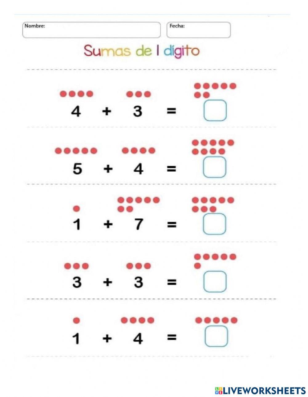 Sumas para primer grado de primaria