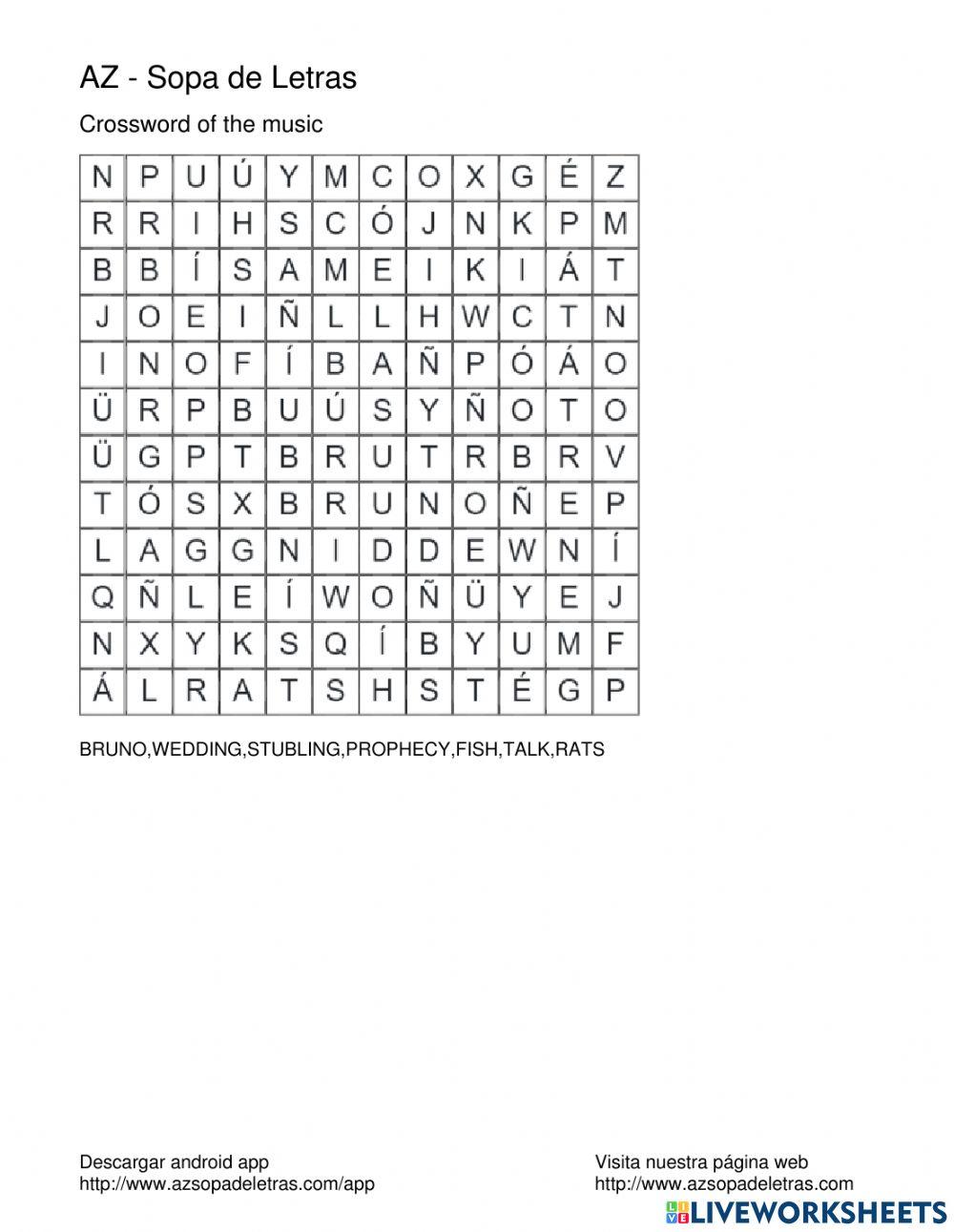 Crossword of the music