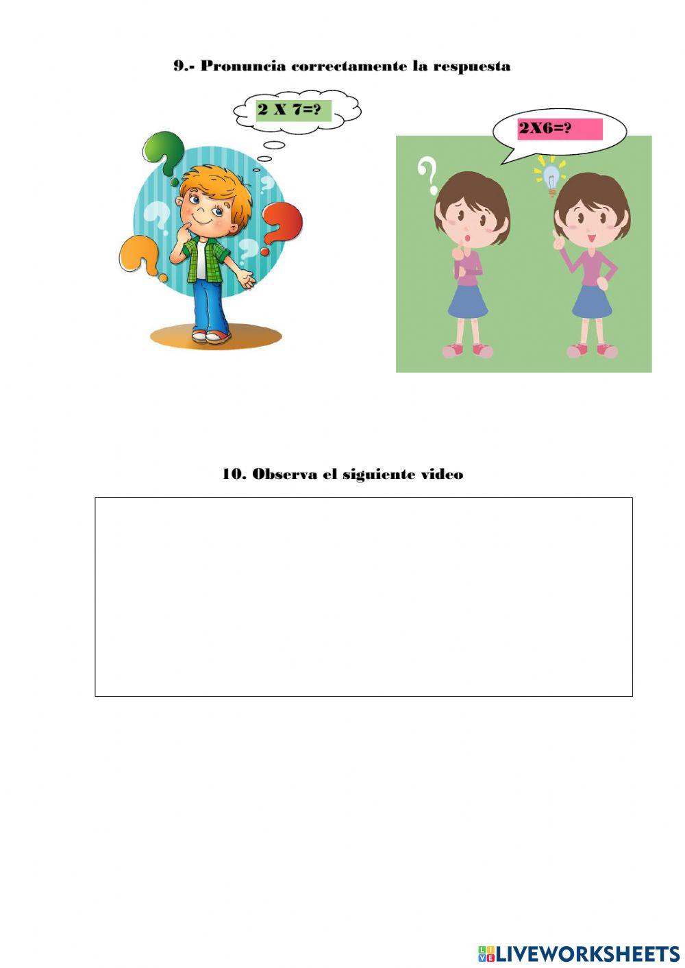 Tabla de multiplicar del 2