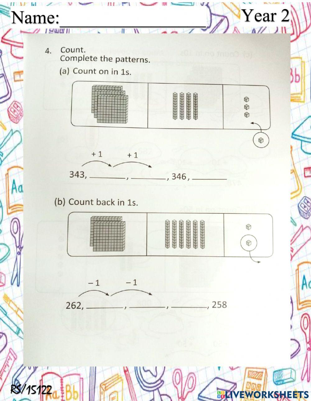 Counting in 1s, 5s, 10s and 50s