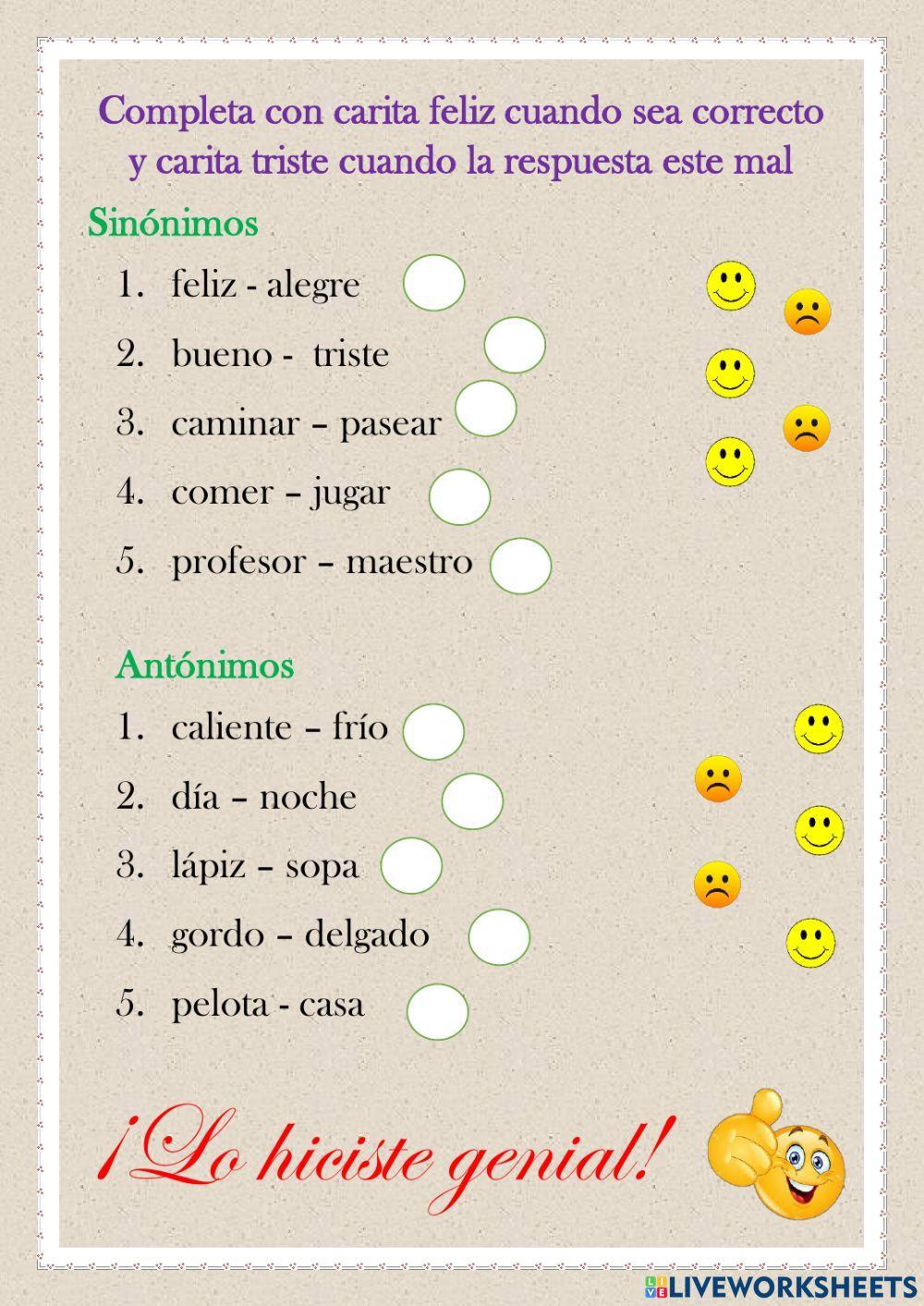 Sinónimos y antónimos
