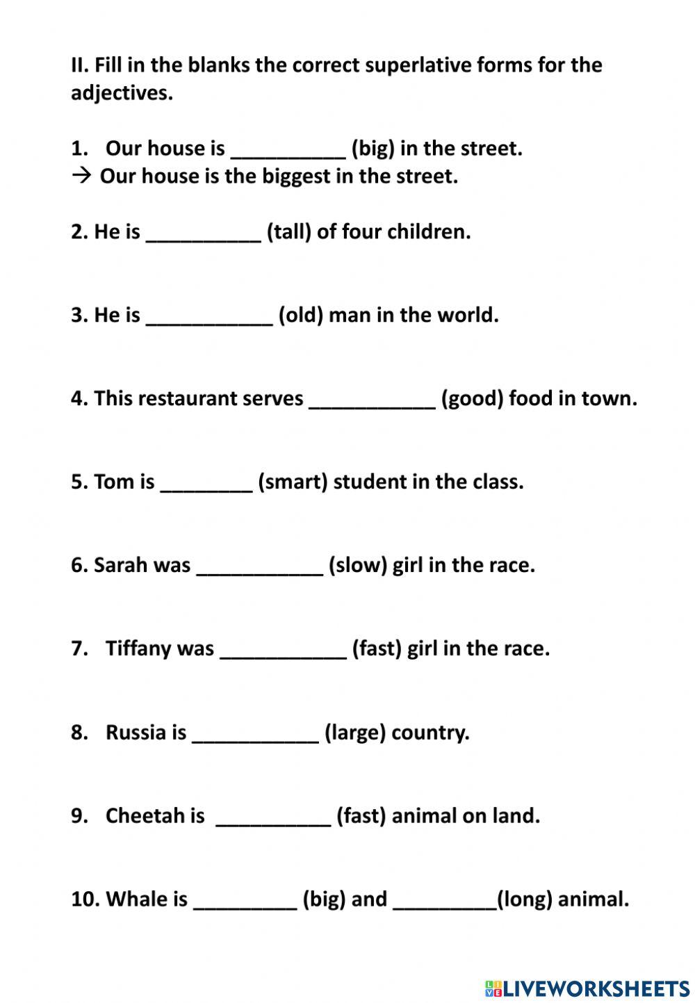 Superlative short adjectives