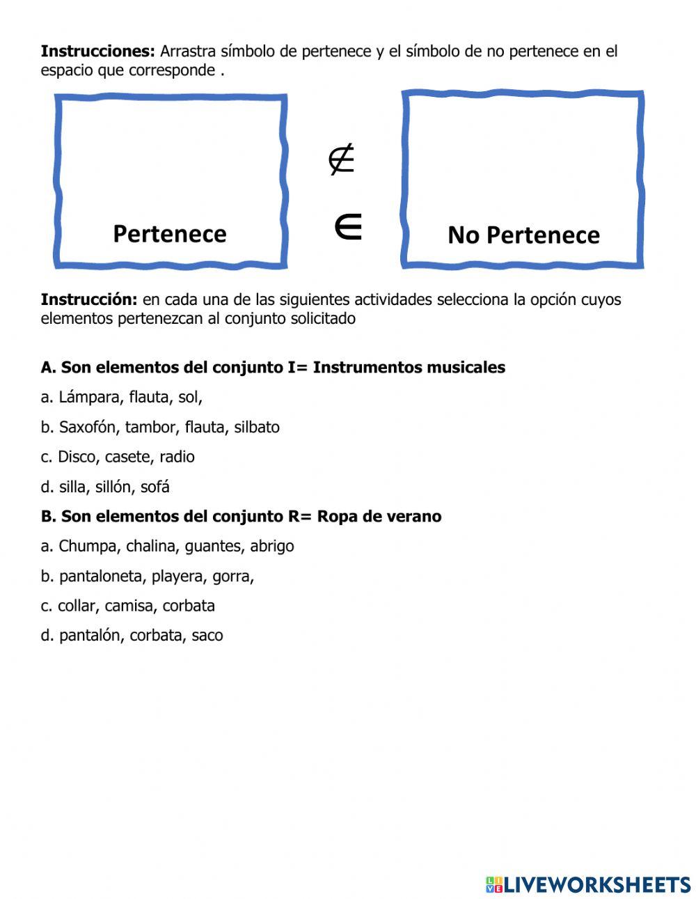 Conjuntos Petenece y No pertenece