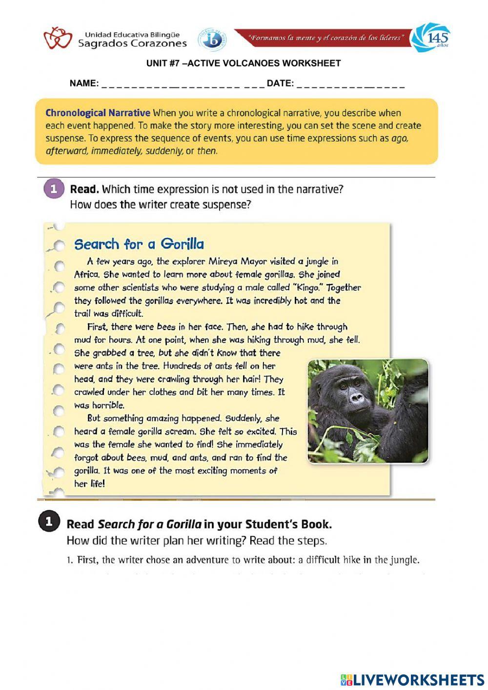 Chronological Narrative worksheet Live Worksheets
