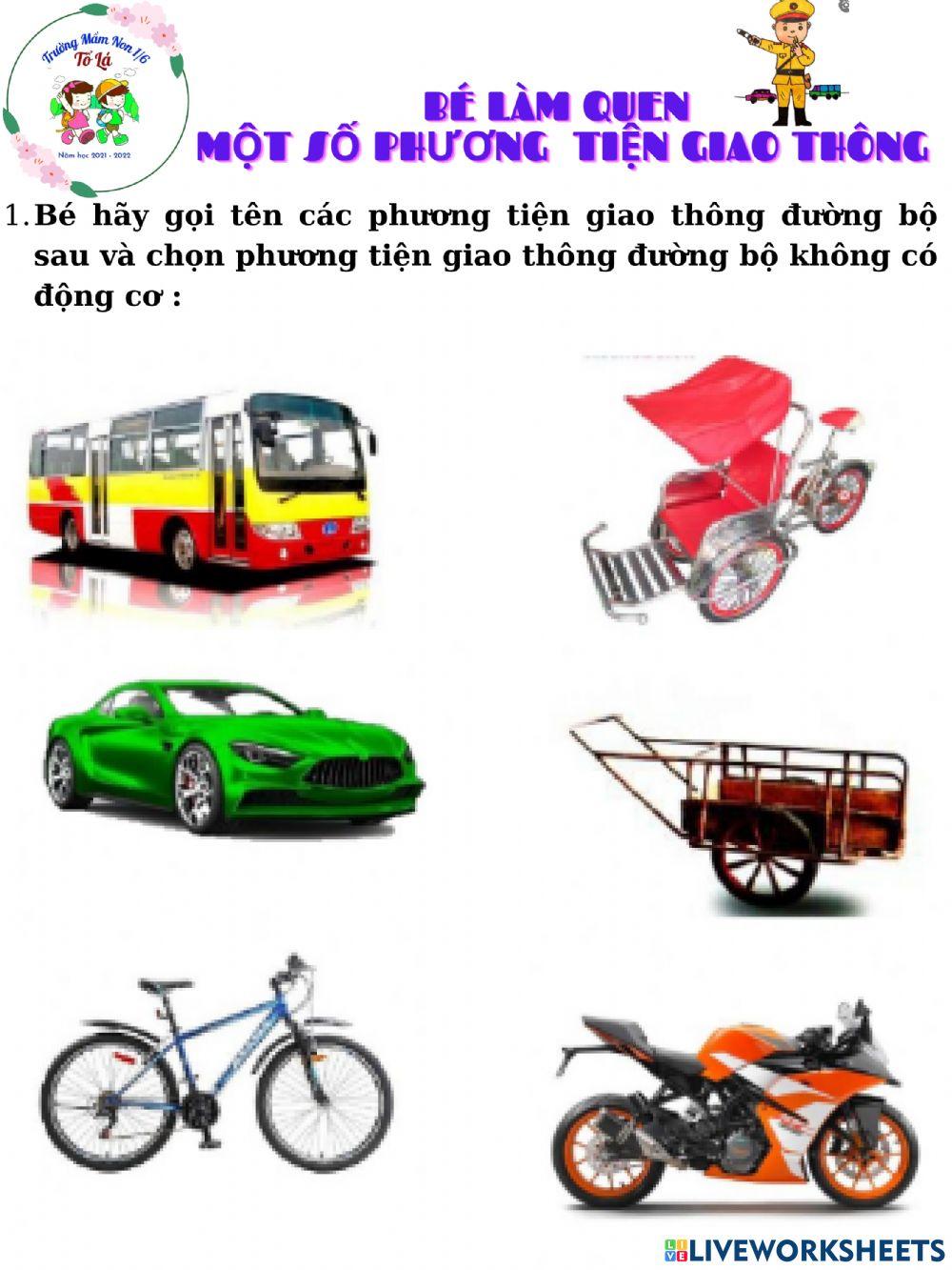 Trò chơi tương tác bé làm quen một số phương tiện giao thông