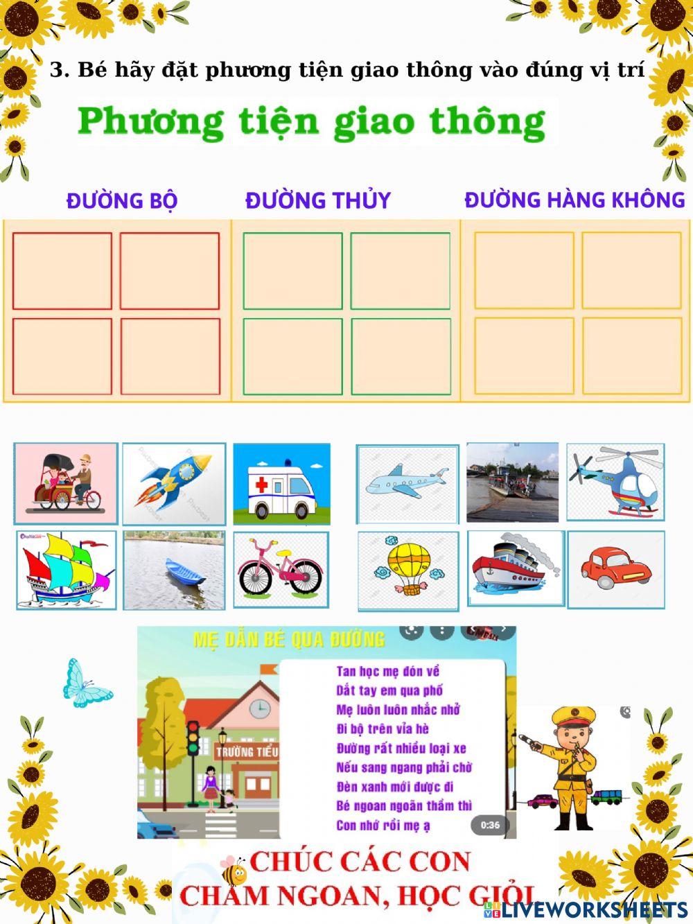 Trò chơi tương tác bé làm quen một số phương tiện giao thông