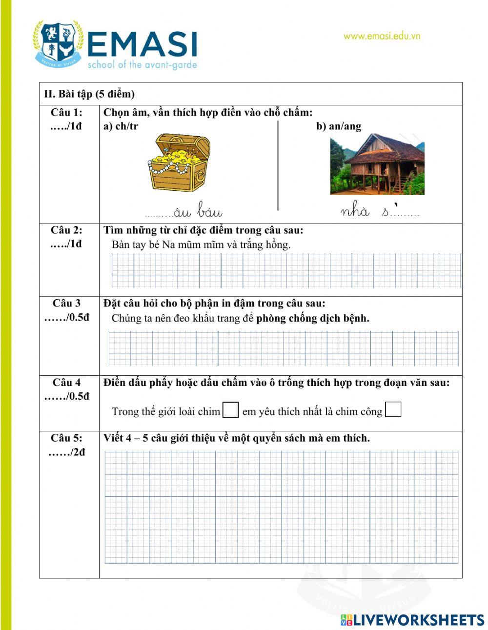 Kiểm tra tuần 20 - môn tiếng việt (viết)