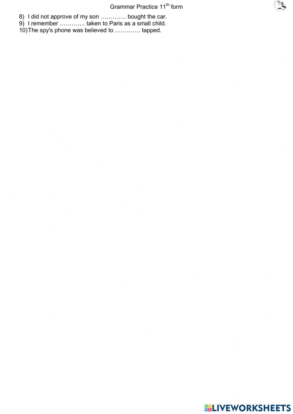 Infinitive- Gerund forms (L17 11th form)