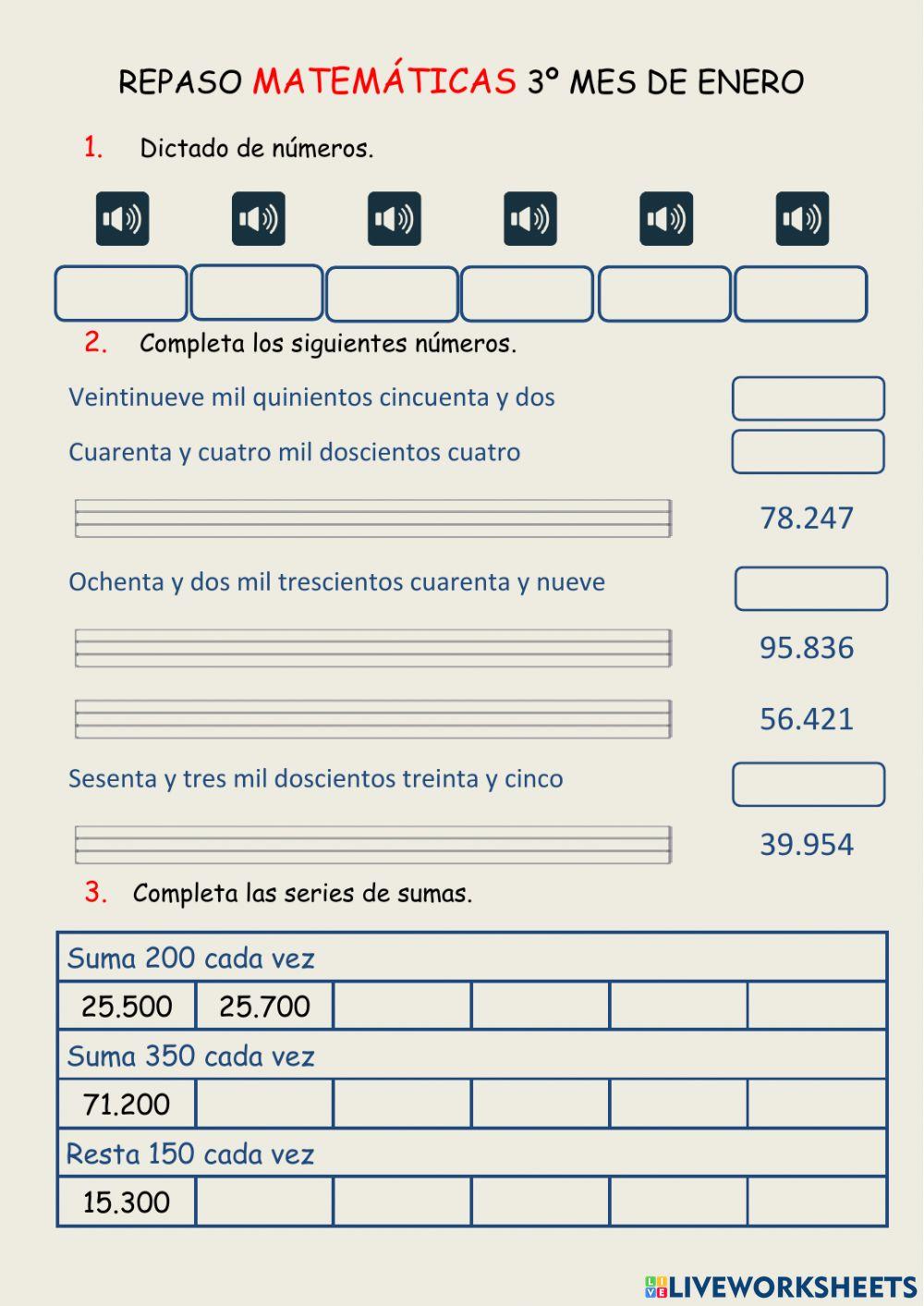 Examen matemáticas enero