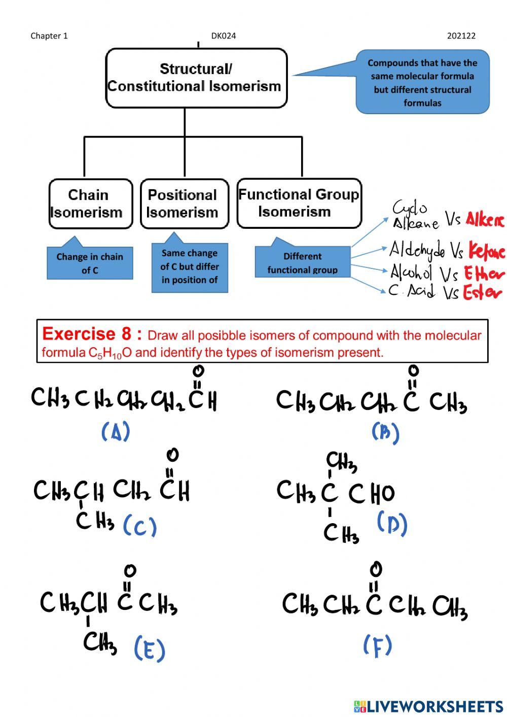 Isomerism Exercise 8 lecture note