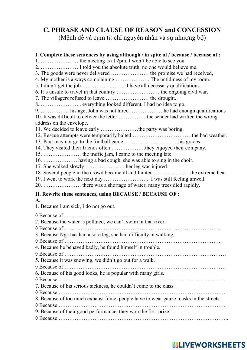 Clause of Reason and Concession