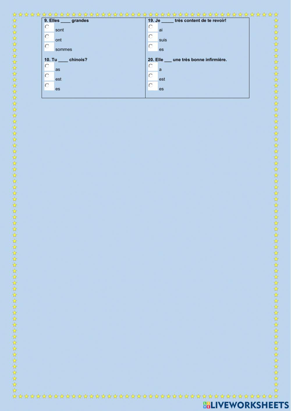 Warm up: être et avoir