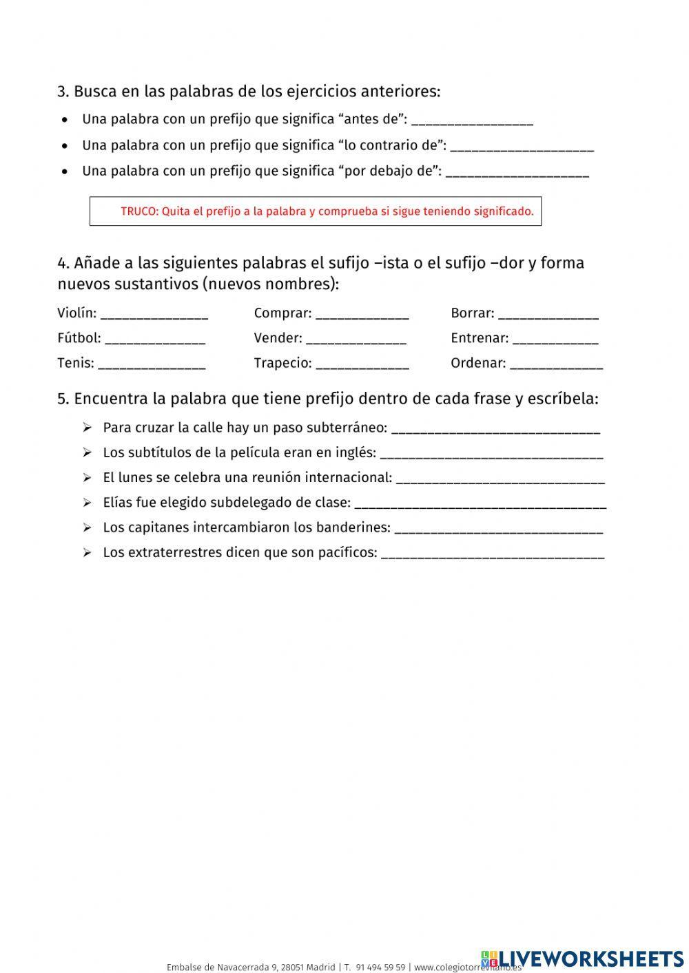 Prueba Prefijos y Sufijos