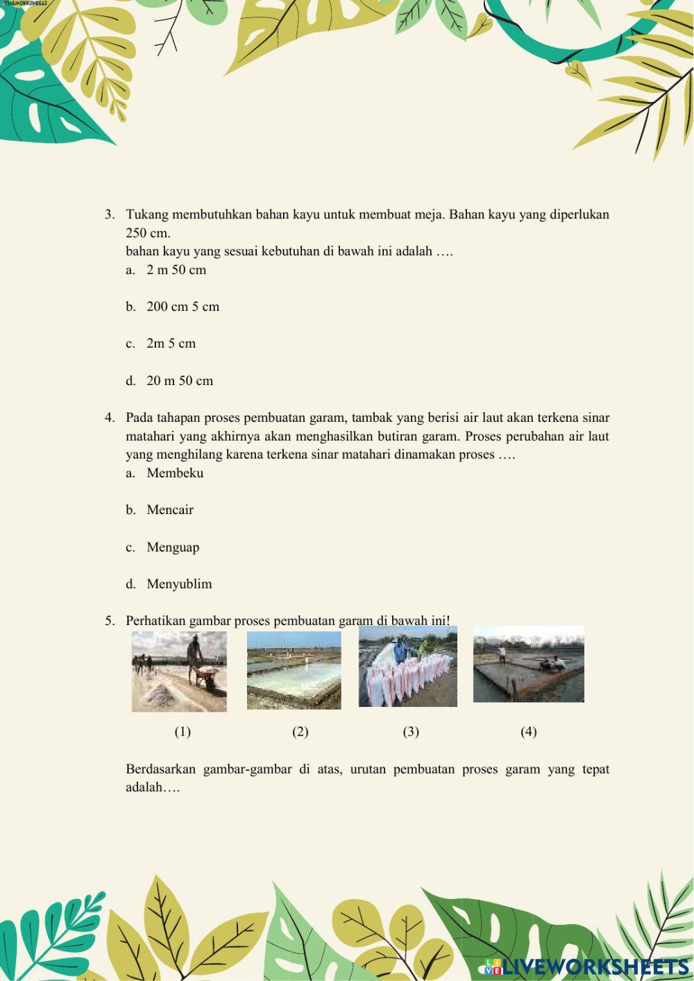 Evaluasi Kelas 3 Tema 1 Subtema 4 Pembelajaran 5