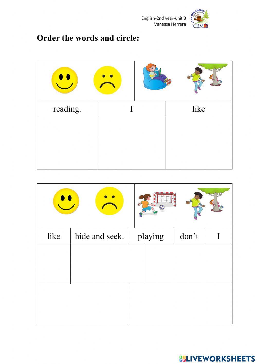 Like-don't like-free-time activities