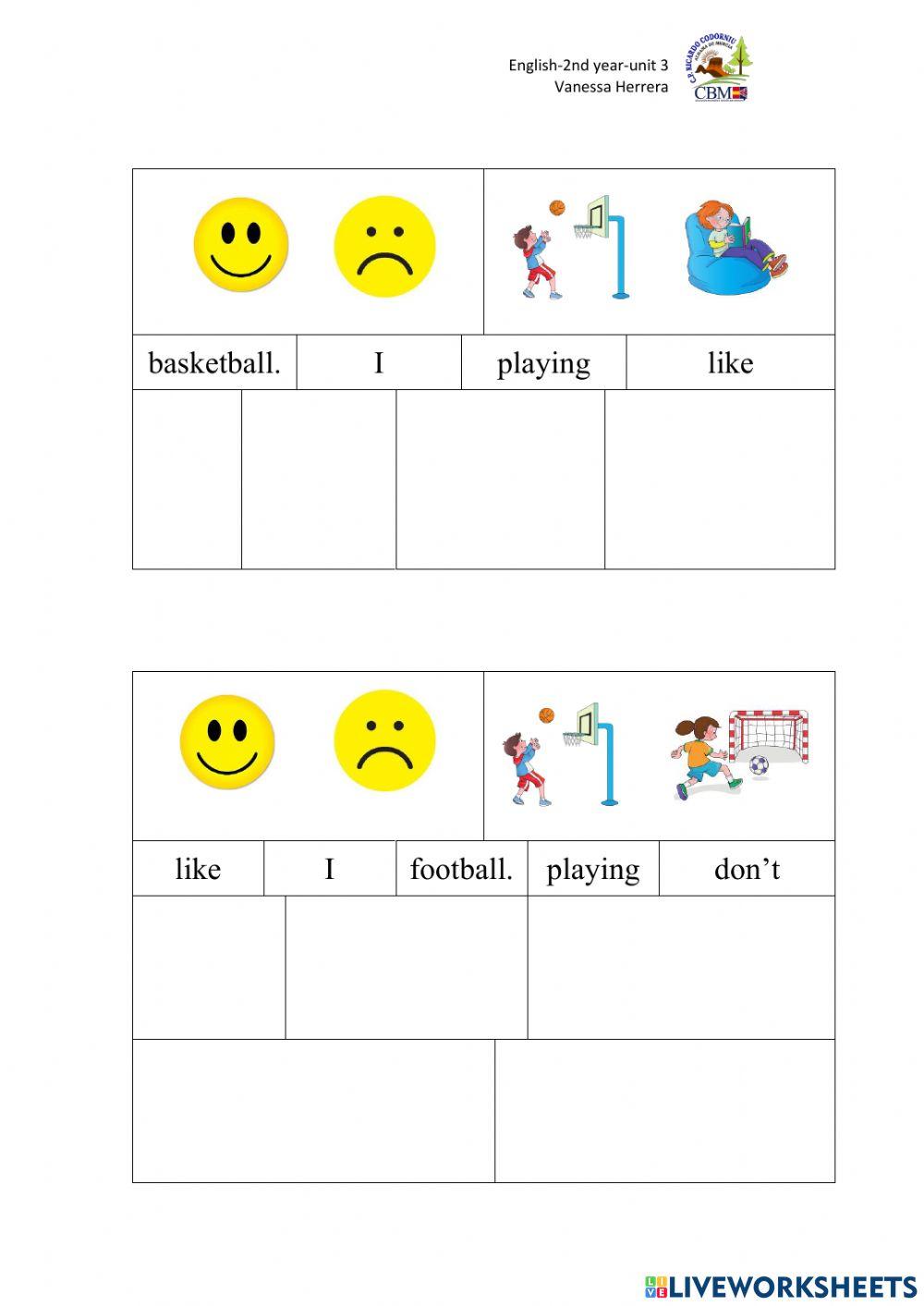 Like-don't like-free-time activities