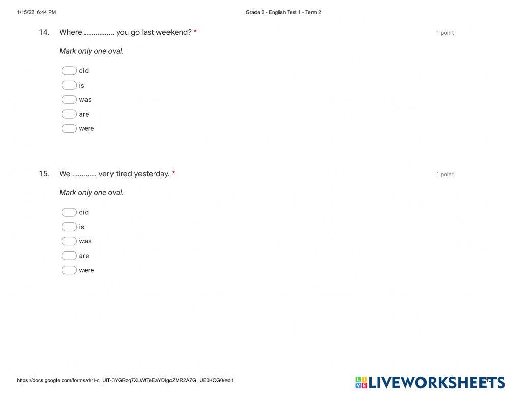 Exam 1 - Term 2 Review