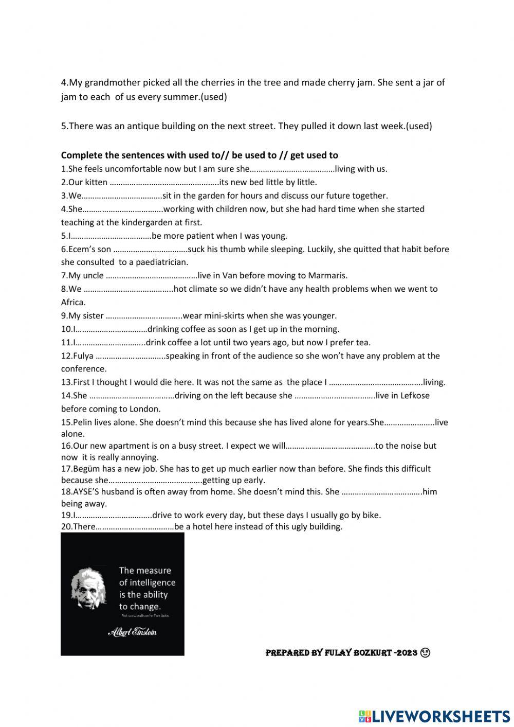 Used to- would- be & get used  to