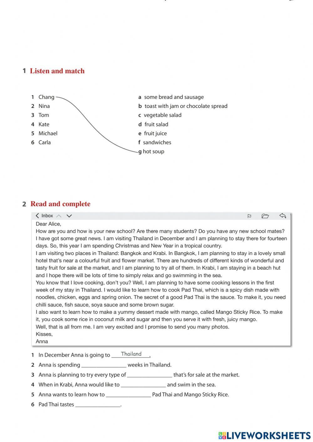 Food and drink - skills test