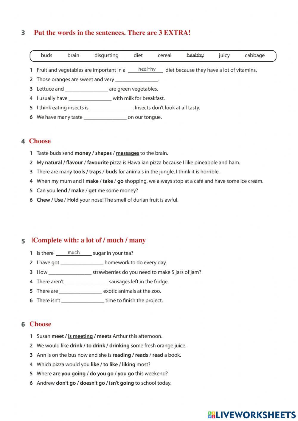 Food and drink - skills test