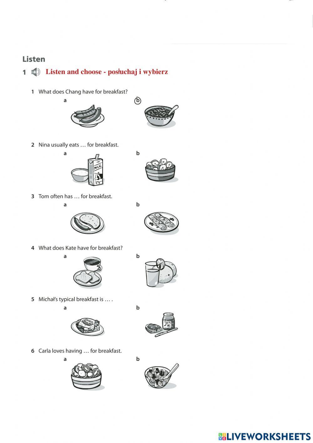 Food and drink - easy skills test