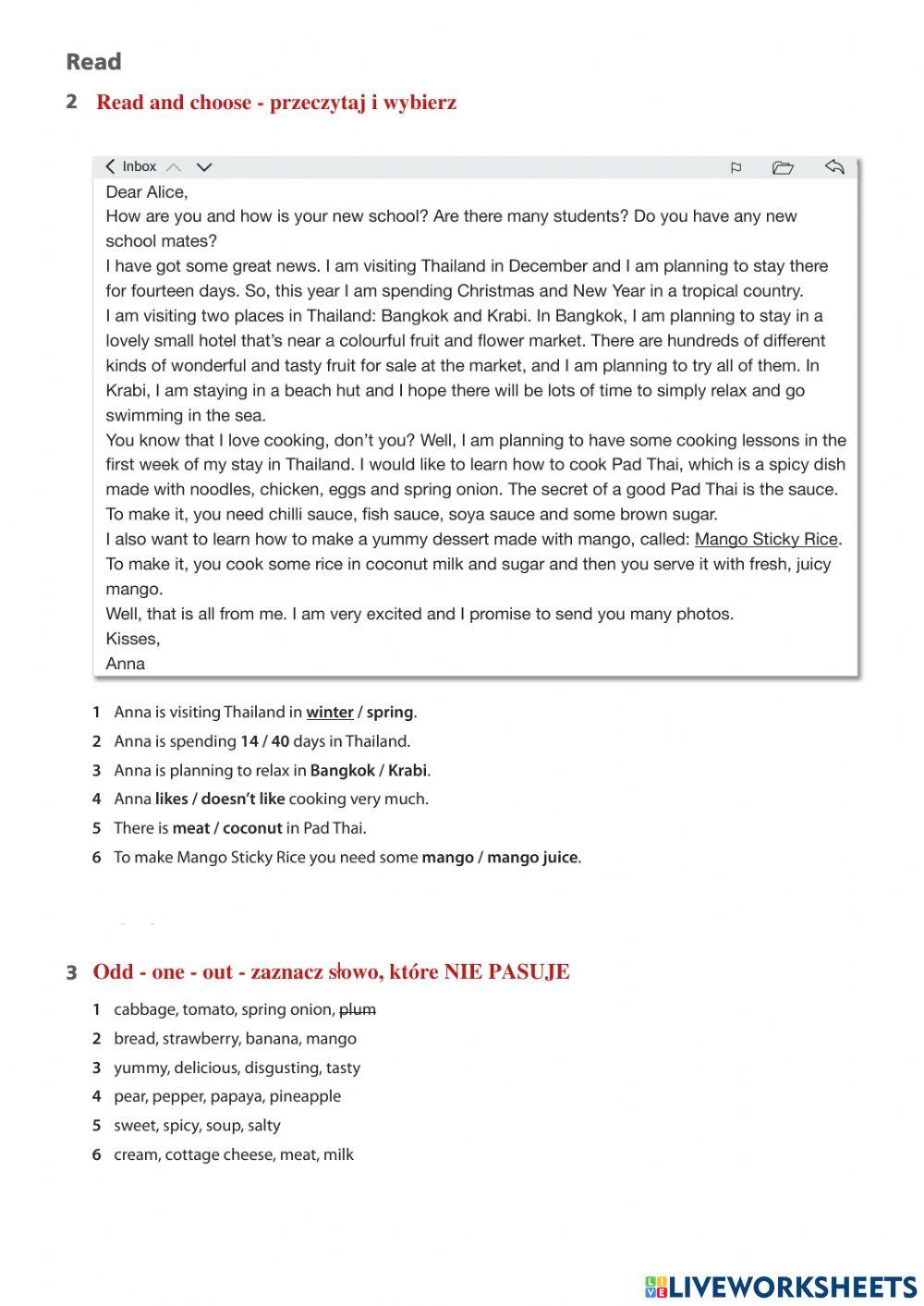 Food and drink - easy skills test