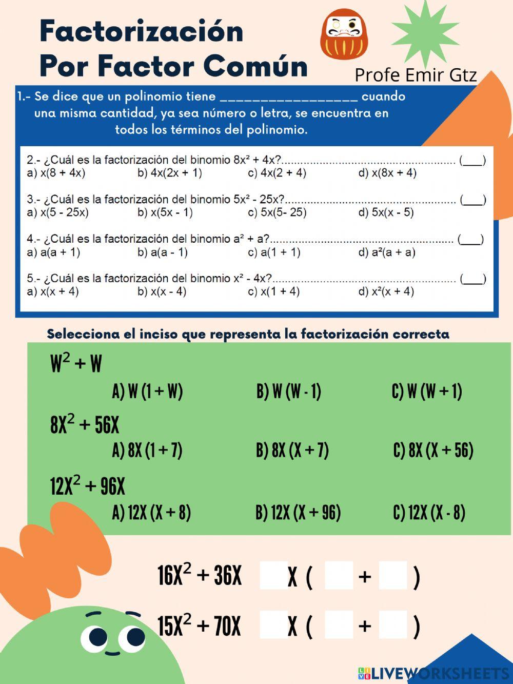 Factorización por factor común