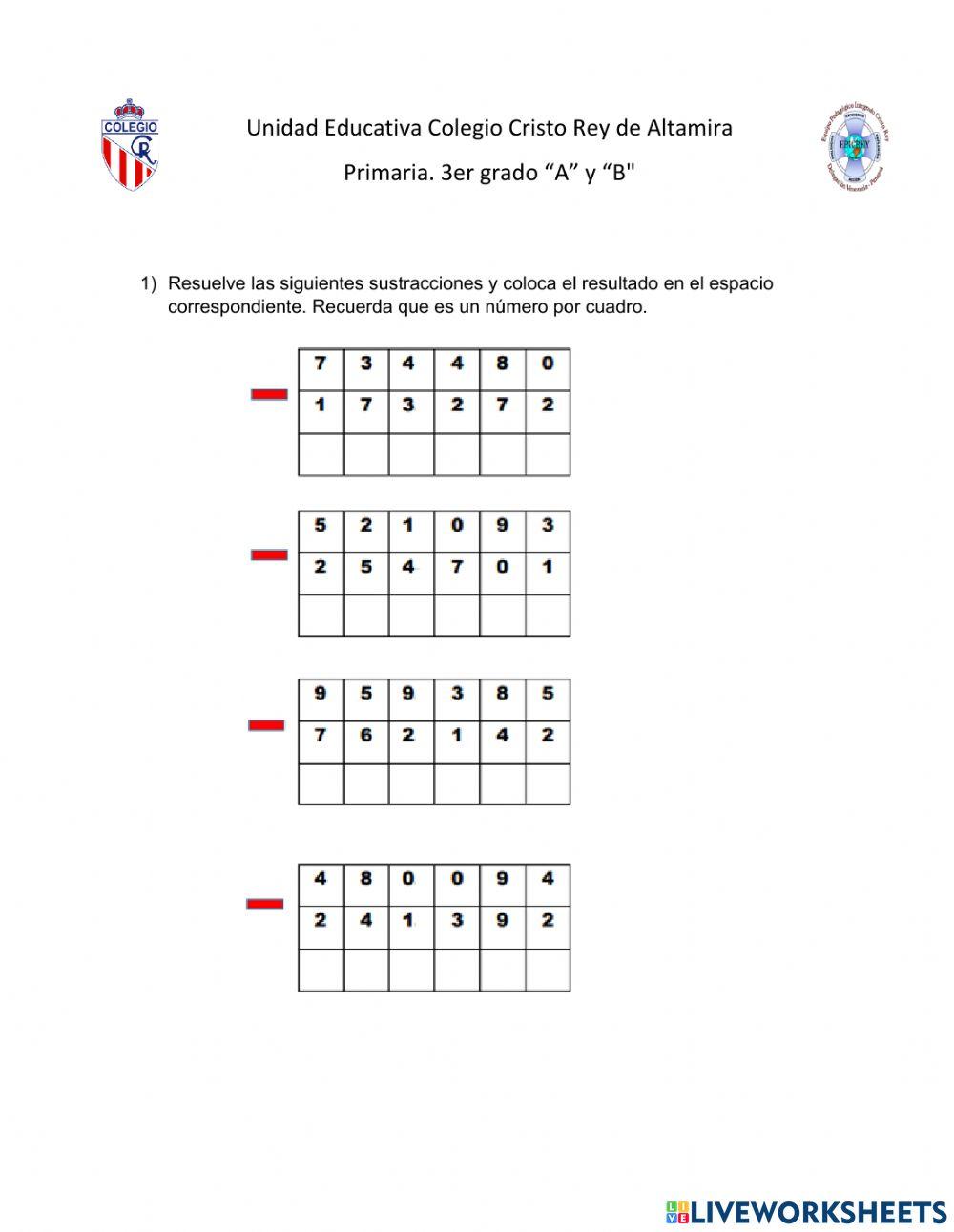 Sustracción 3er grado