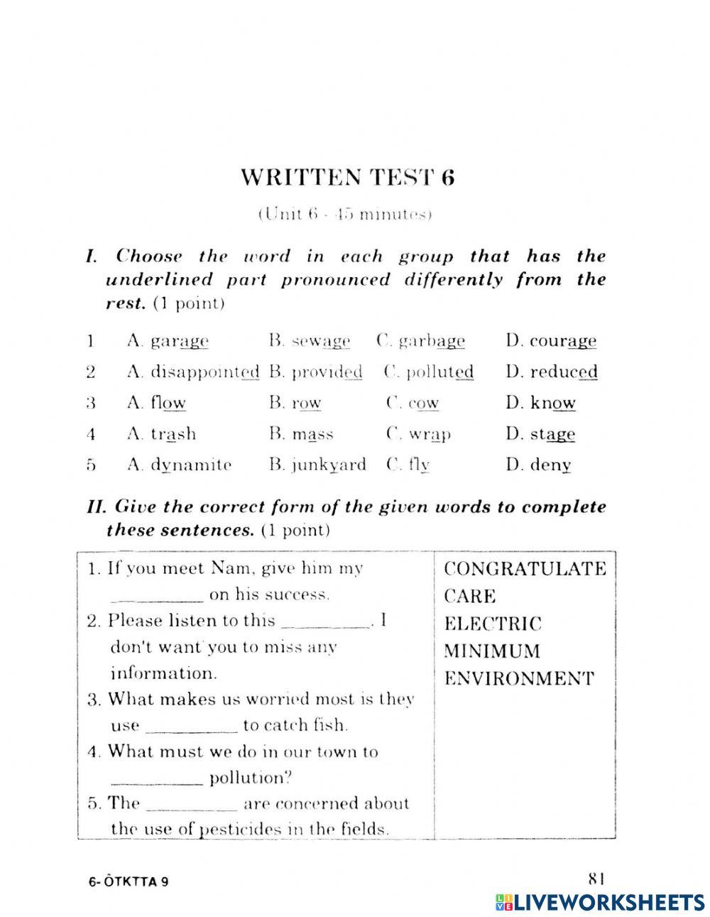 Written test 6