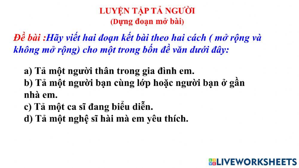 Tập làm văn thứ 5 ( 19 -1)