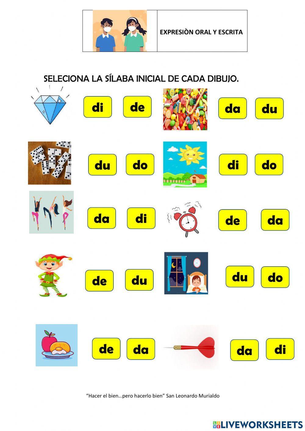 Reconoce la sílaba inicial