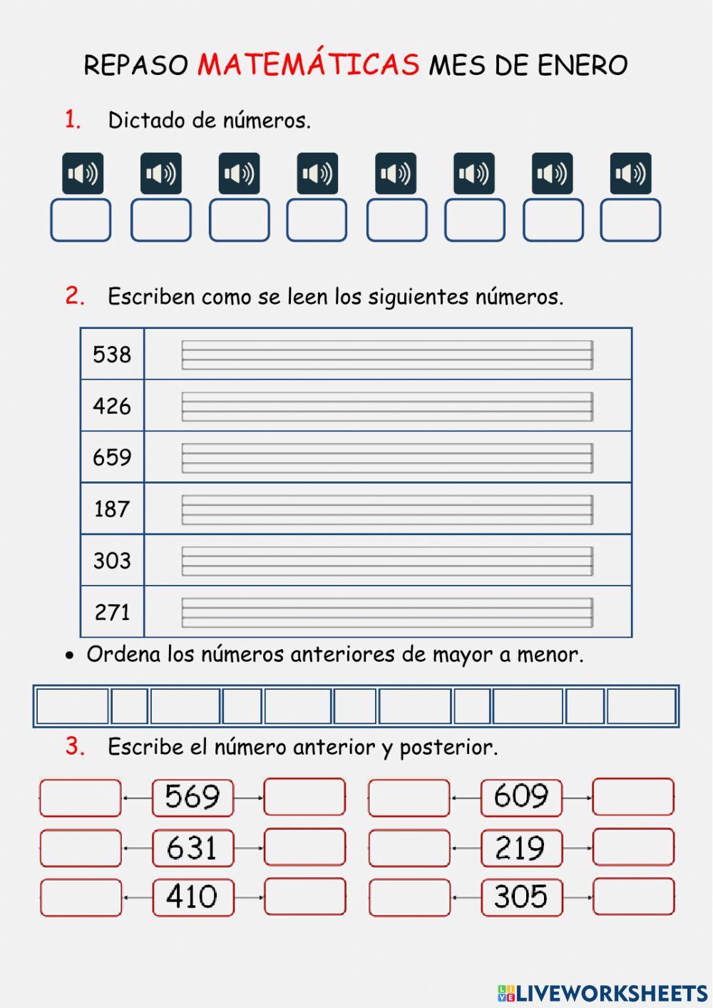 Repaso matemáticas enero