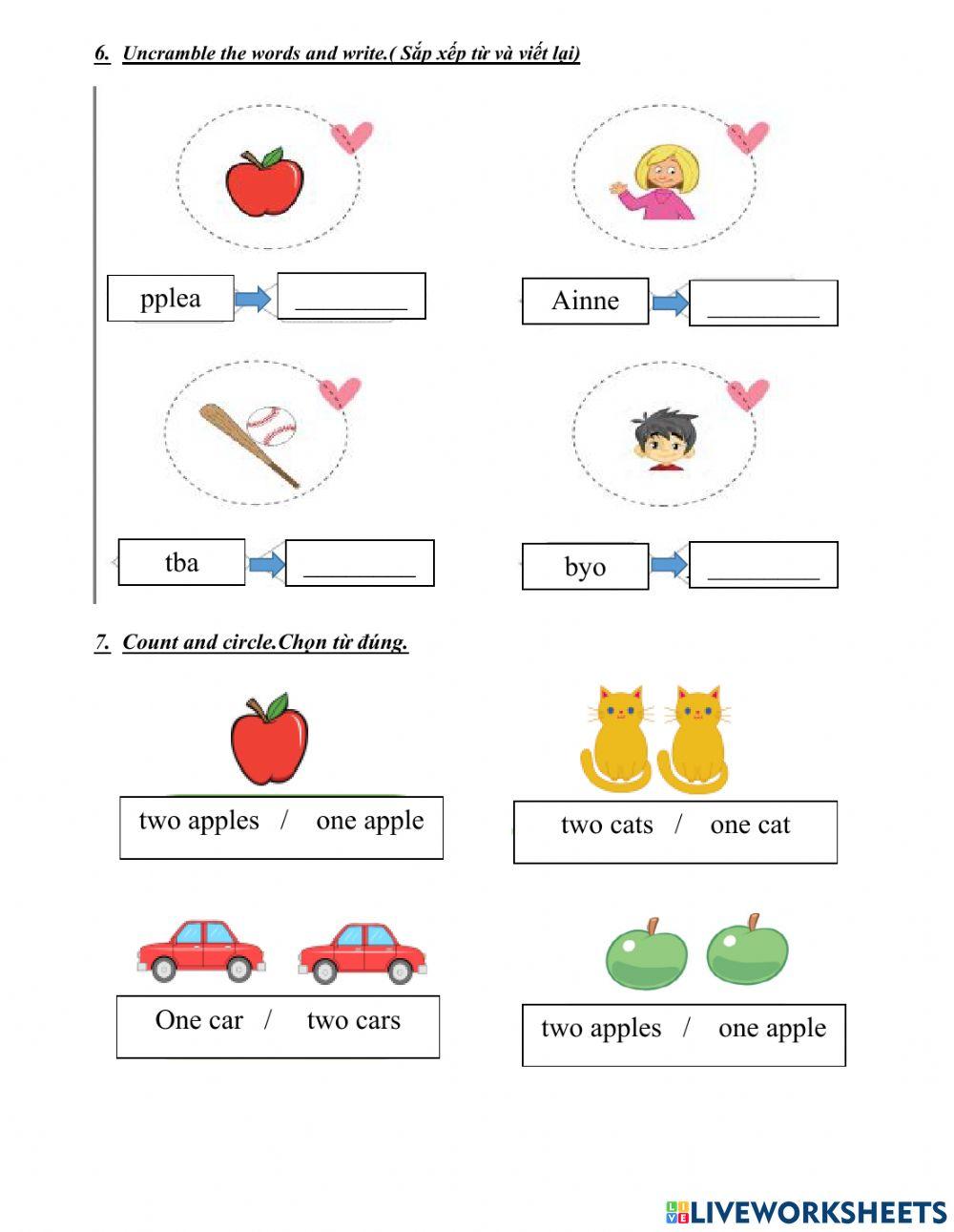 Lớp 1- starter- lessons 5&6