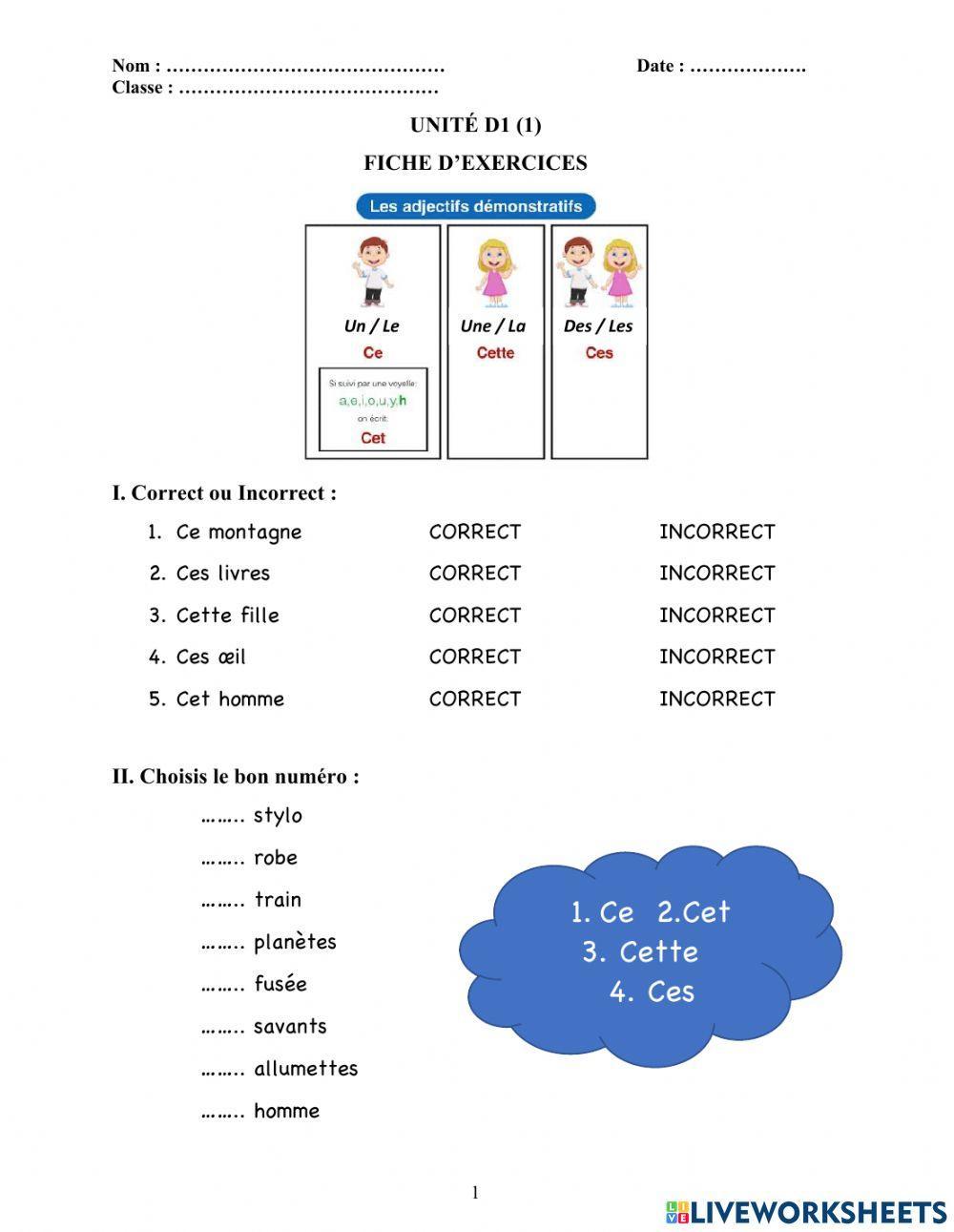 Adjectifs démonstratifs