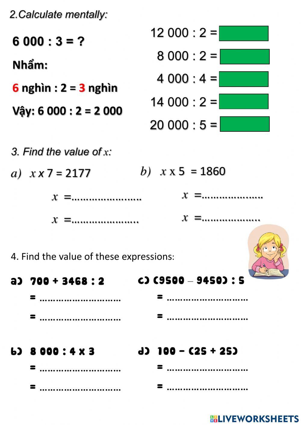 Chia số có 4 chữ số cho 1 chữ số (rút gọn)