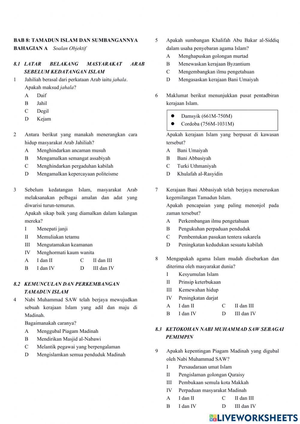 BAB 8: Tamadun Islam dan Sumbangannya